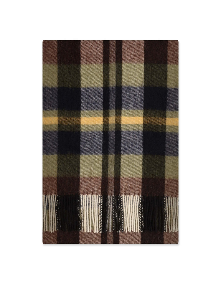 Olive & Burgundy Check Scarf - Gresham Blake Online