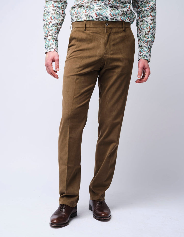 Olive Cotton Stretch Chino - Gresham Blake Online