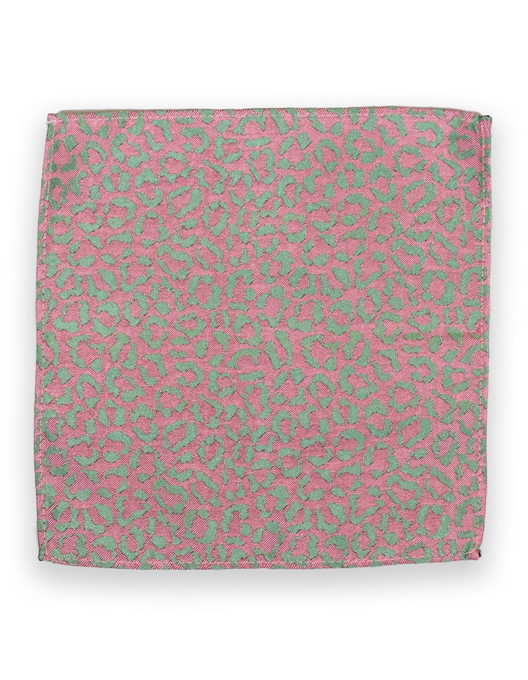 Olive & Pink Leopard Pocket Square - Gresham Blake Online
