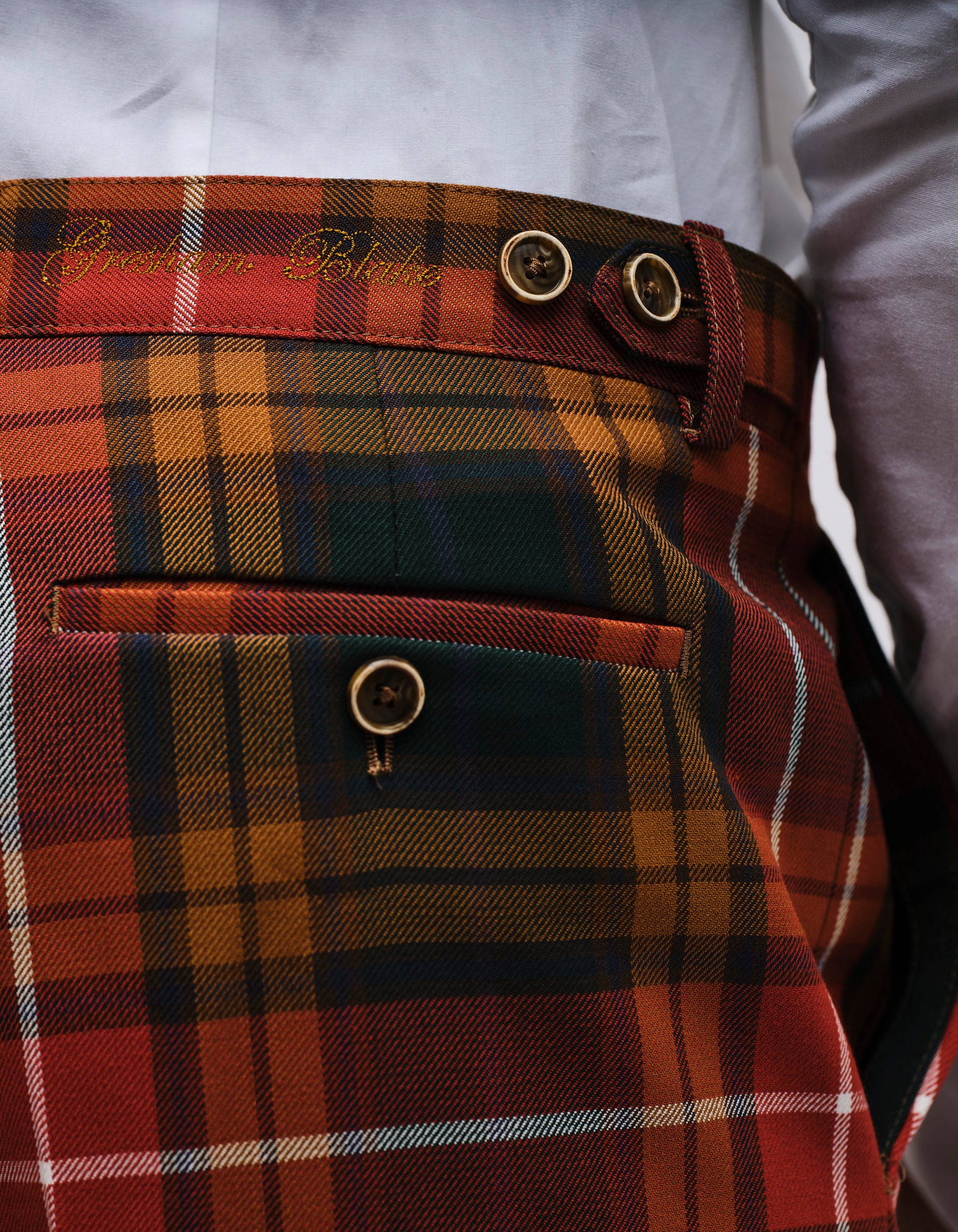 Orange tartan sale trousers