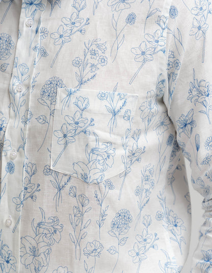 Stitched Flower Linen Shirt