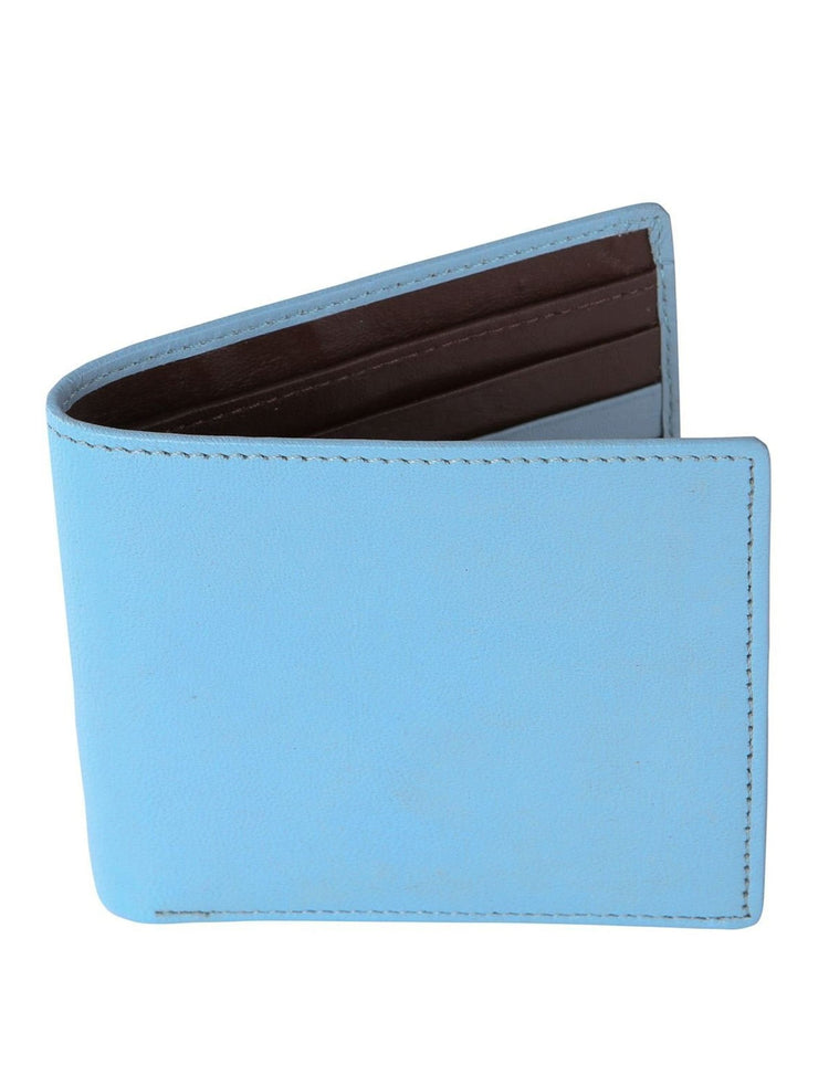Pale Blue and Brown Leather Wallet - Gresham Blake Online