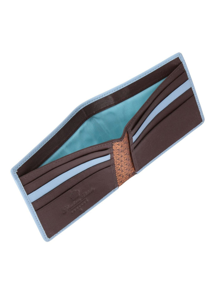 Pale Blue and Brown Leather Wallet - Gresham Blake Online