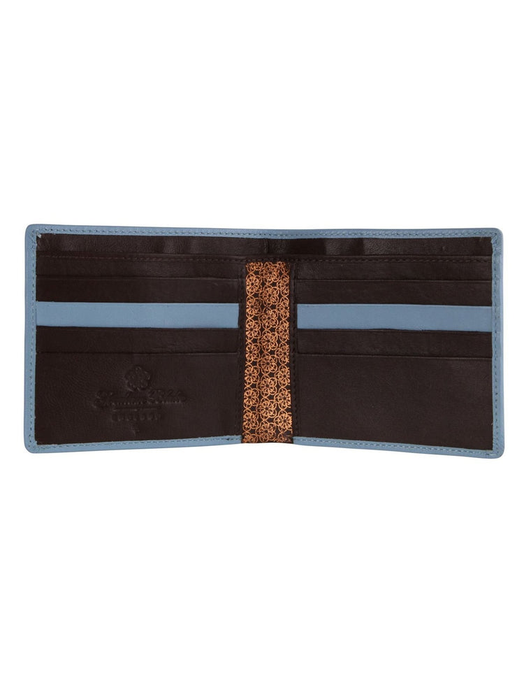 Pale Blue and Brown Leather Wallet - Gresham Blake Online