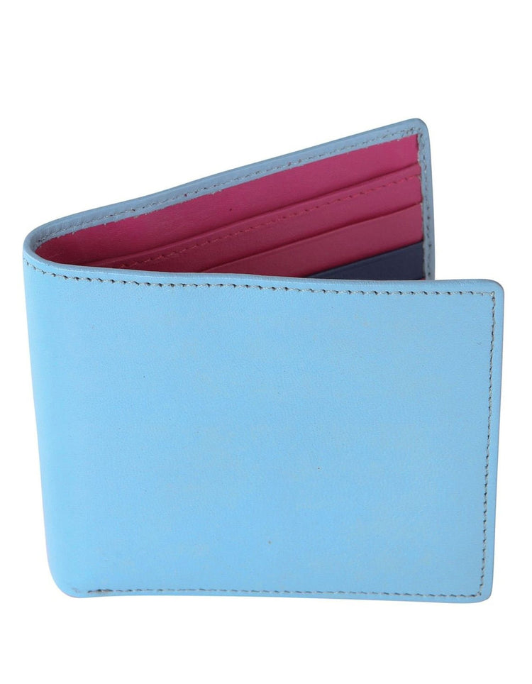 Pale Blue and Hot Pink Leather Wallet - Gresham Blake Online
