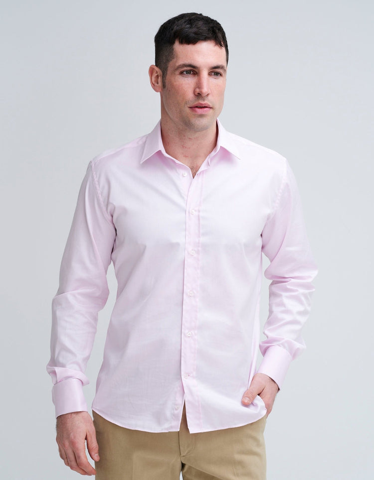 Pale Pink Double Cuff Kent Collar Shirt - Gresham Blake Online