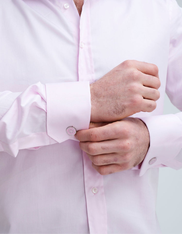 Pale Pink Double Cuff Kent Collar Shirt - Gresham Blake Online