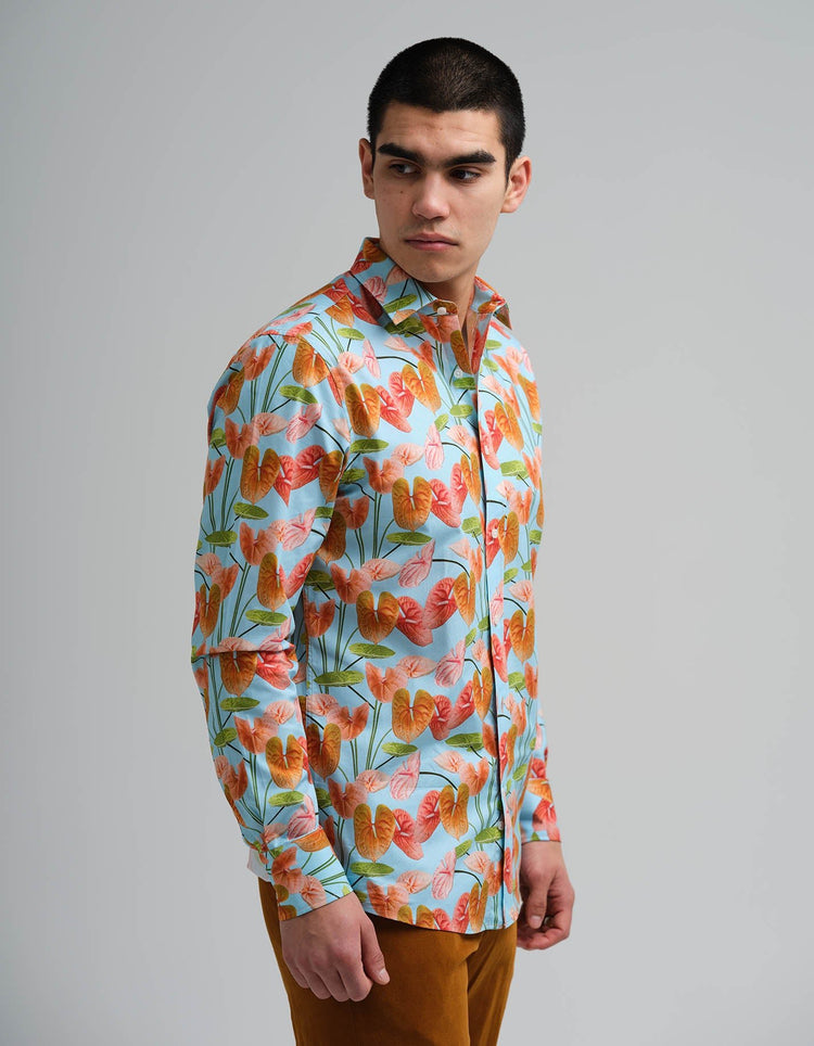 Peach Anthuriums Printed Shirt - Gresham Blake Online