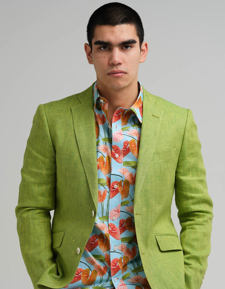 Peach Anthuriums Printed Shirt - Gresham Blake Online