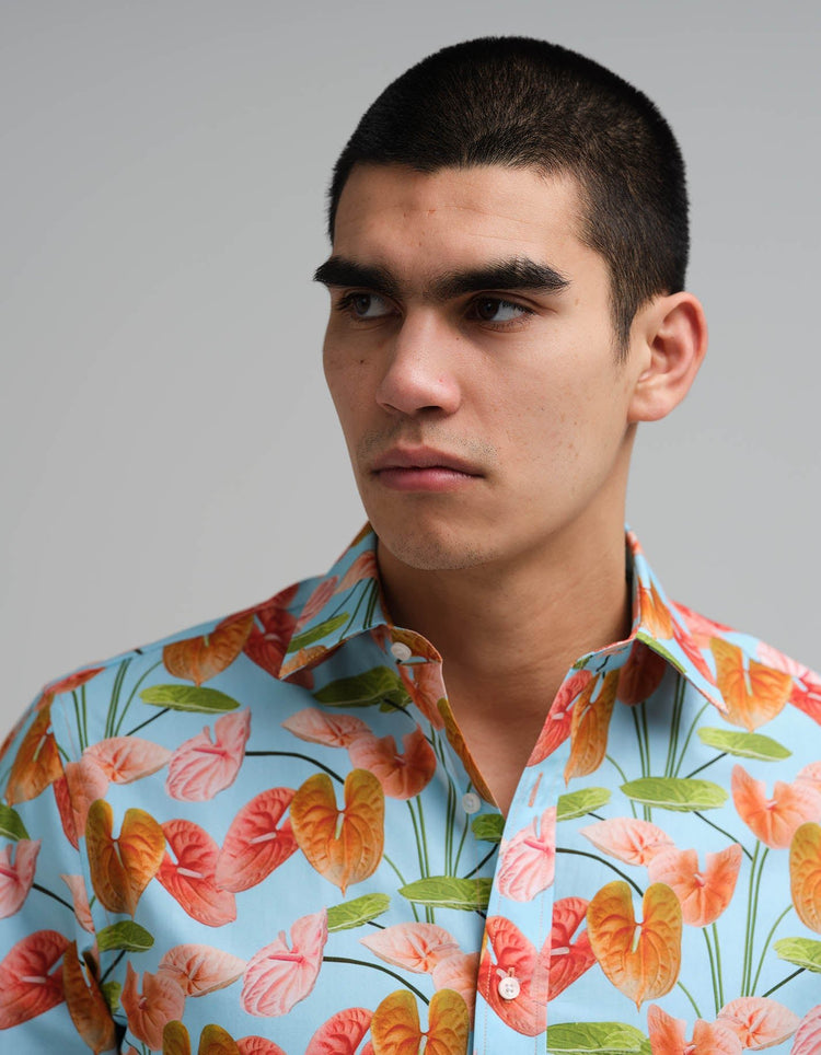 Peach Anthuriums Printed Shirt - Gresham Blake Online