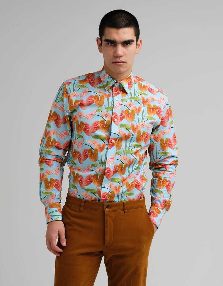 Peach Anthuriums Printed Shirt - Gresham Blake Online