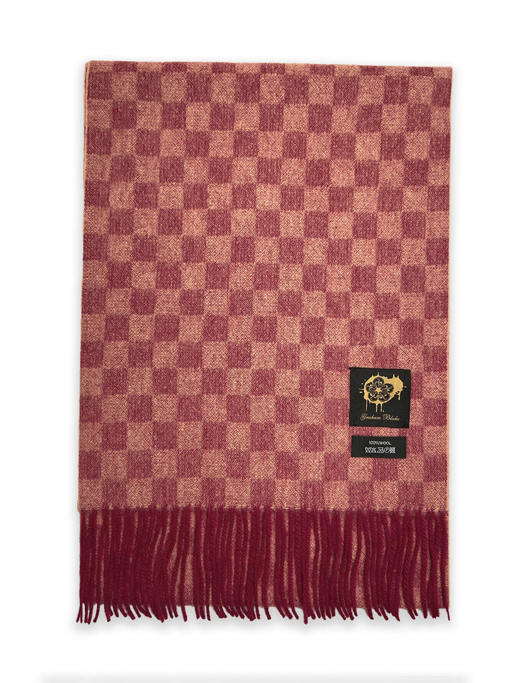 Pink Checkerboard Wool Scarf - Gresham Blake Online