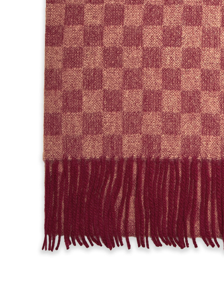 Pink Checkerboard Wool Scarf - Gresham Blake Online