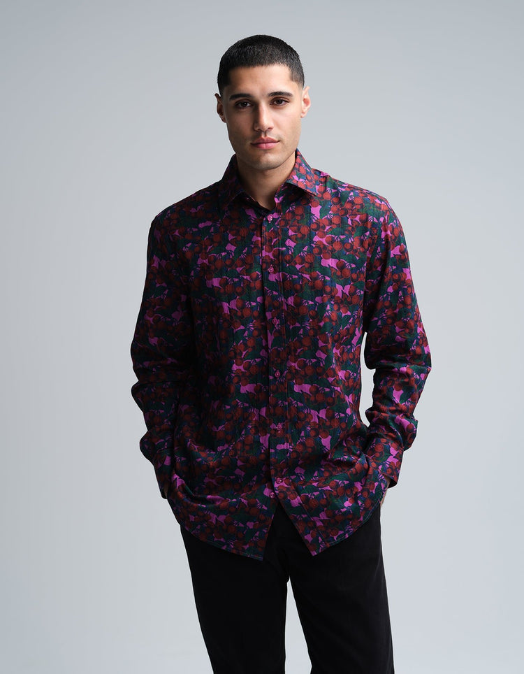 Pink Cherries Jacquard Shirt - Gresham Blake Online
