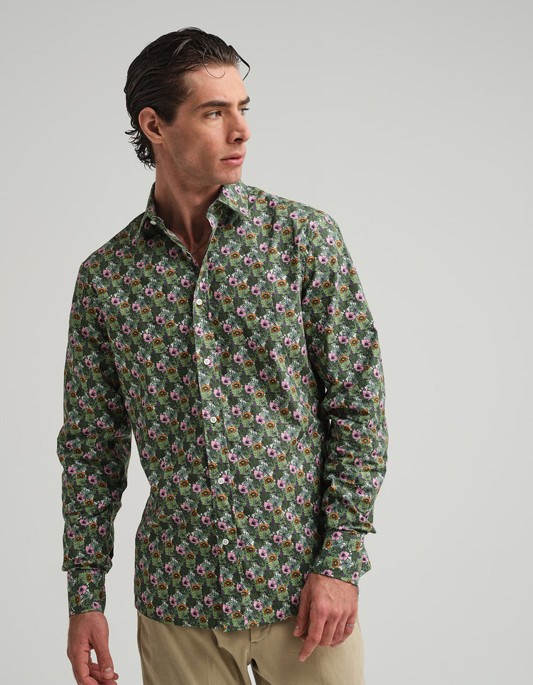 Pink & Green Floral Shirt - Gresham Blake Online