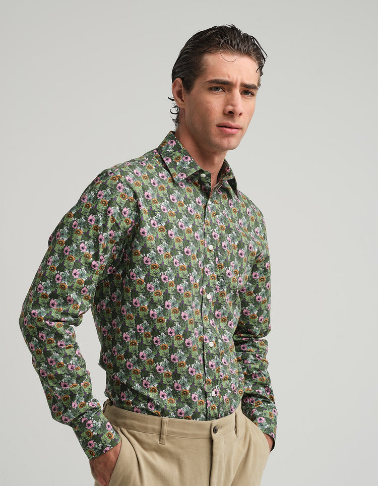 Pink & Green Floral Shirt - Gresham Blake Online