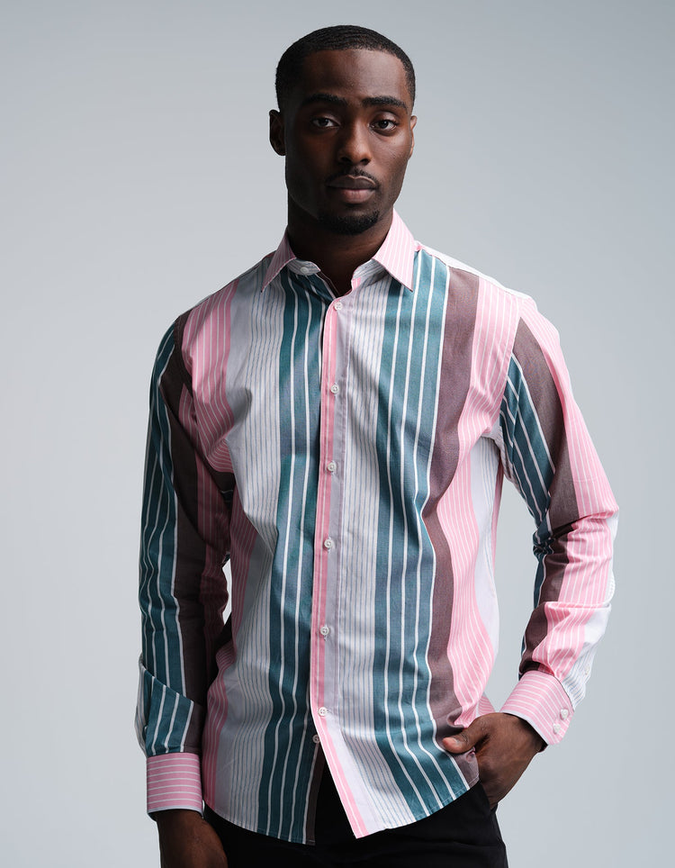 Pink & Green Stripe Shirt - Gresham Blake Online