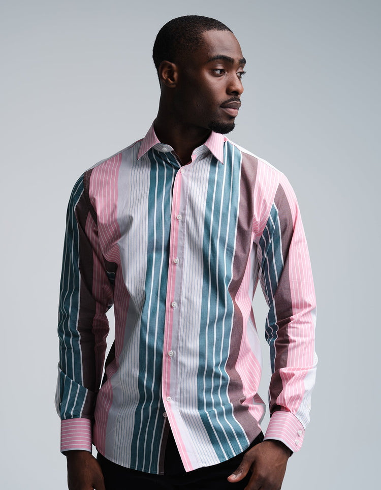 Pink & Green Stripe Shirt - Gresham Blake Online