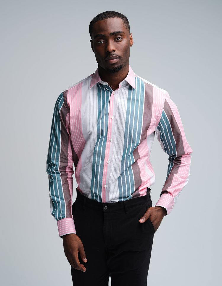 Pink & Green Stripe Shirt - Gresham Blake Online