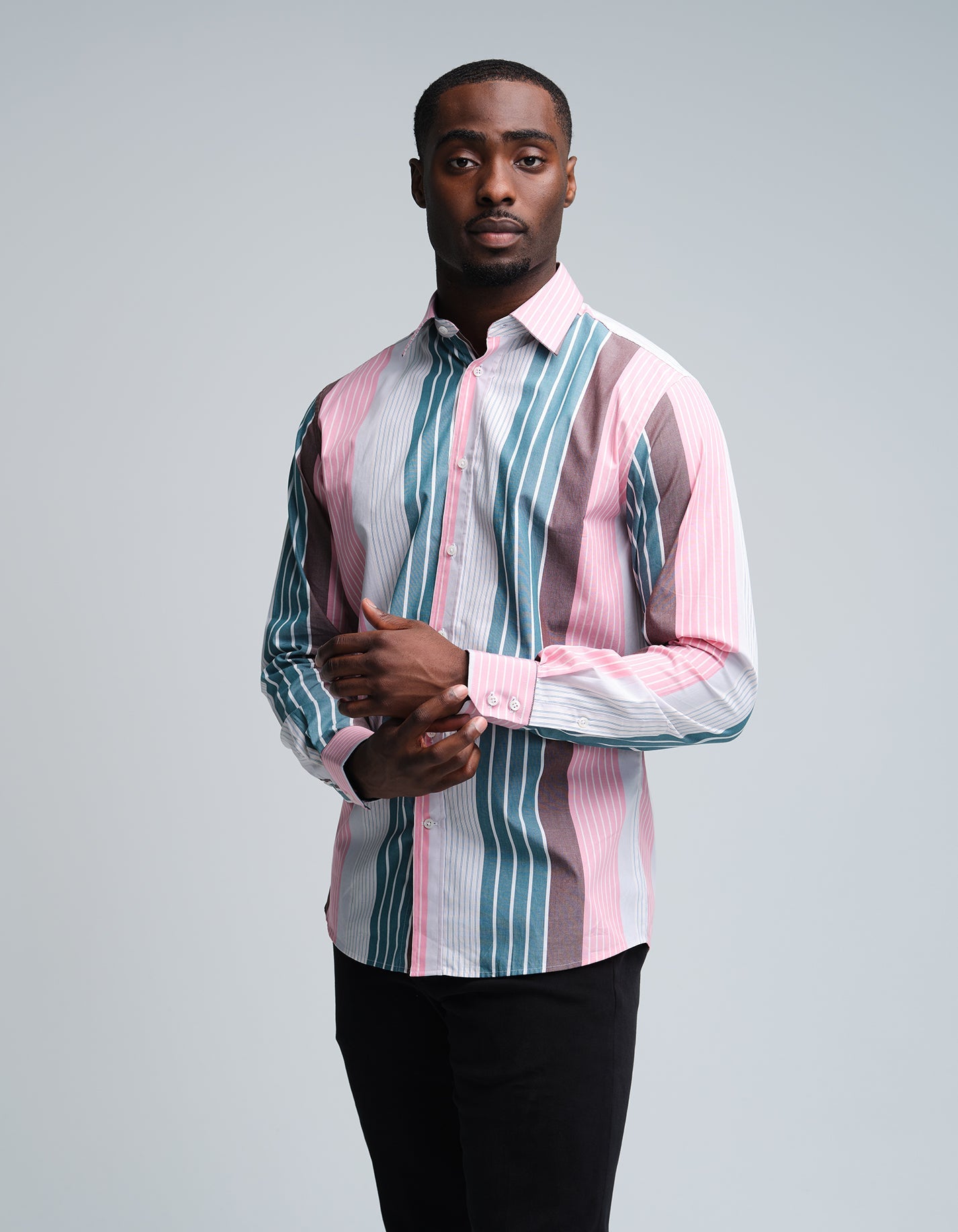 Hunter Shirtdress - Multi Pink and Green Stripe