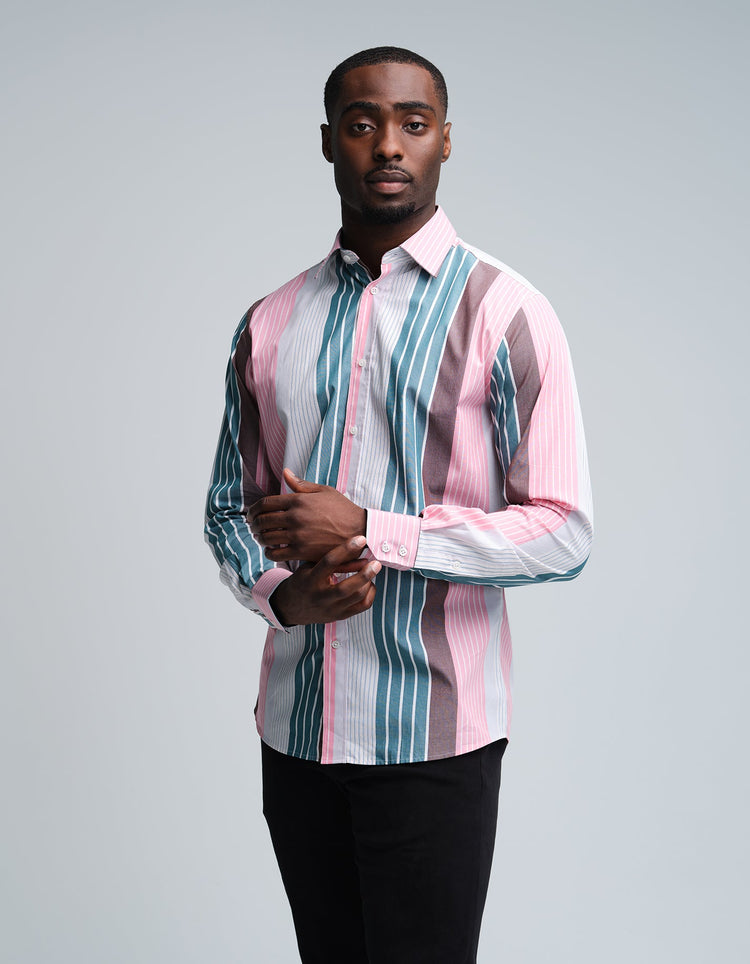 Pink & Green Stripe Shirt - Gresham Blake Online