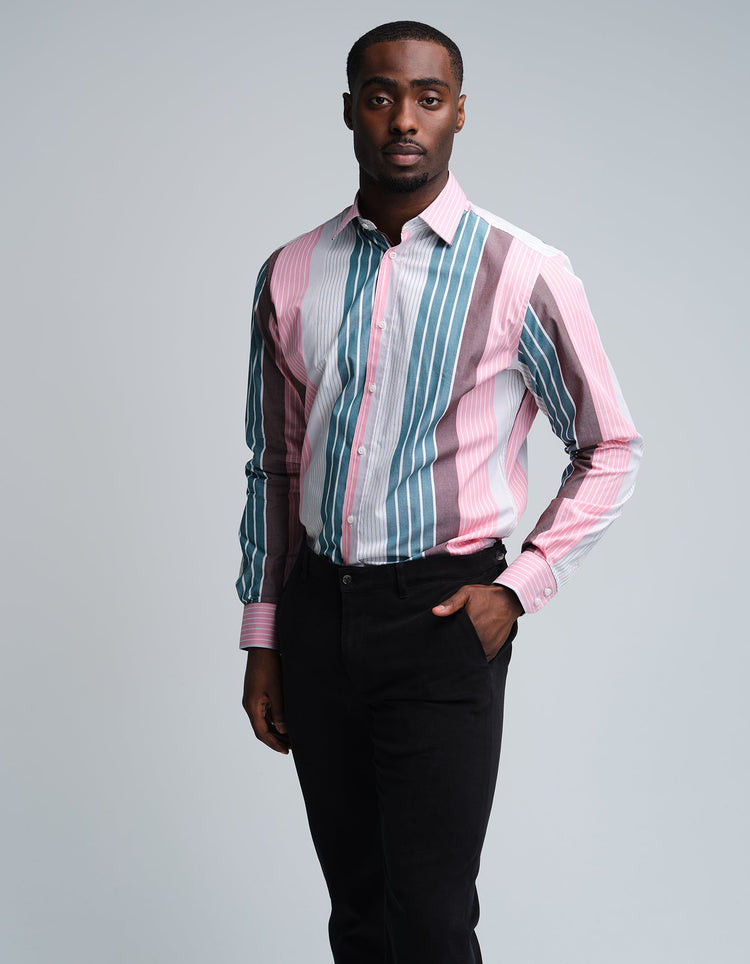 Pink & Green Stripe Shirt - Gresham Blake Online