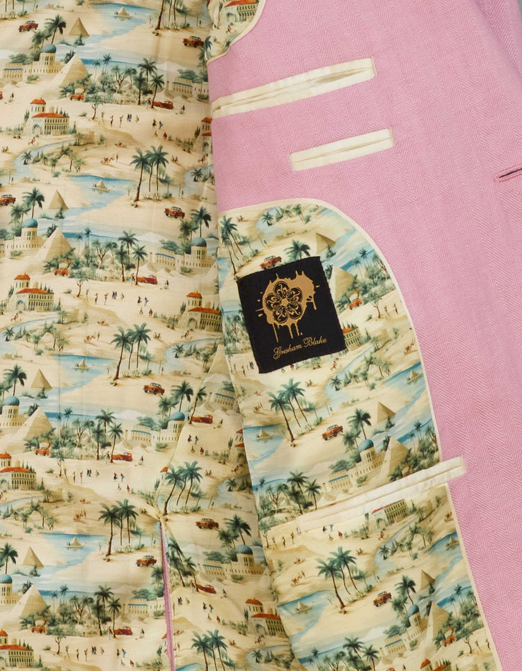 Pink Herringbone Linen Suit - Gresham Blake Online