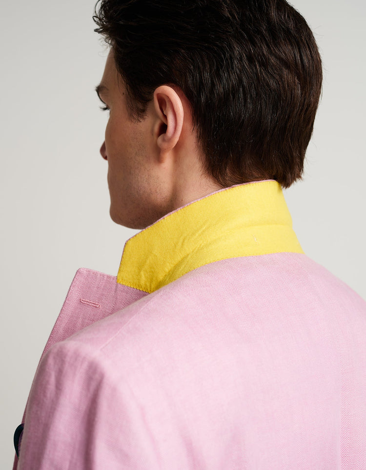 Pink Herringbone Linen Suit - Gresham Blake Online