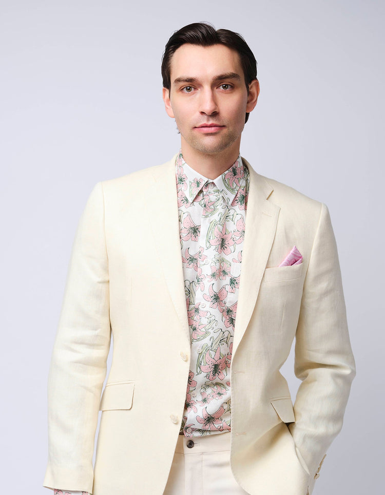 Pink Lilies Linen Shirt - Gresham Blake Online
