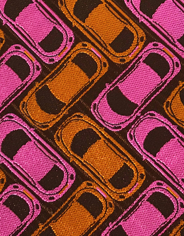 pink and orange car design tie