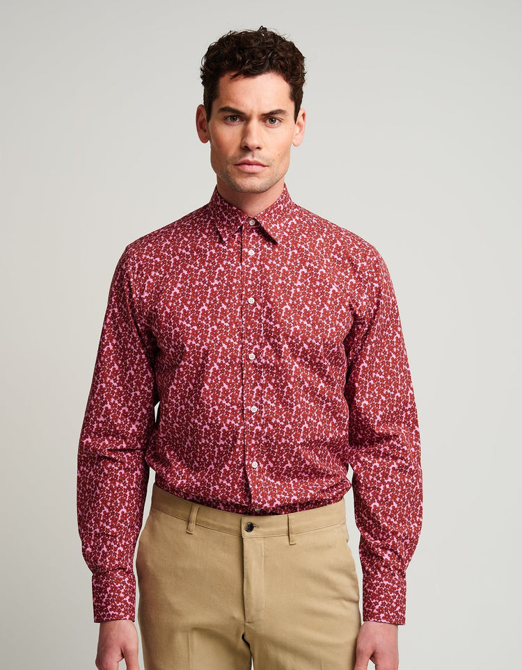 Pink & Red Small Flower Shirt - Gresham Blake Online