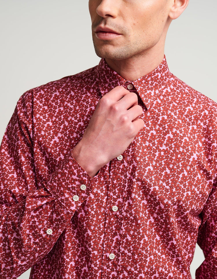 Pink & Red Small Flower Shirt - Gresham Blake Online