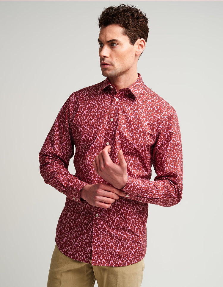 Pink & Red Small Flower Shirt - Gresham Blake Online