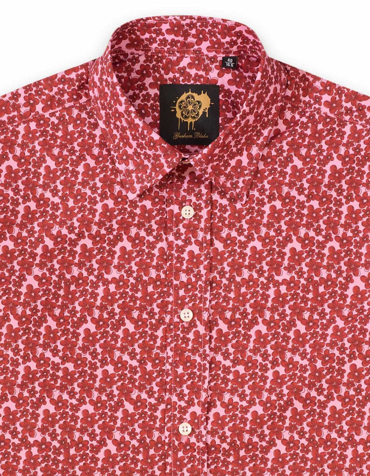 Pink & Red Small Flower Shirt - Gresham Blake Online