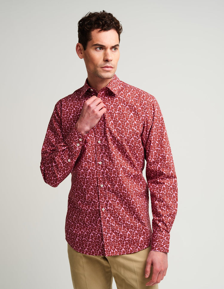 Pink & Red Small Flower Shirt - Gresham Blake Online