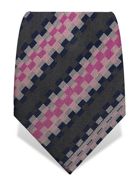 geometric pink grid tie