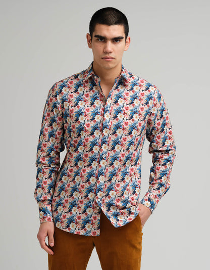 Tropical Blue & Pink Floral Shirt