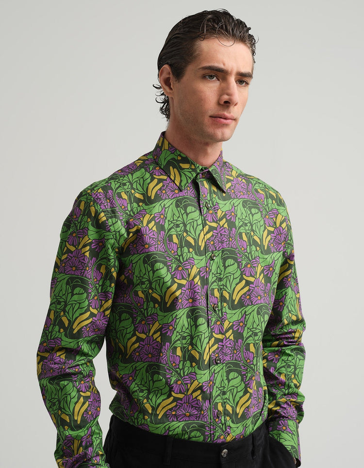 Purple & Green Garden Shirt - Gresham Blake Online