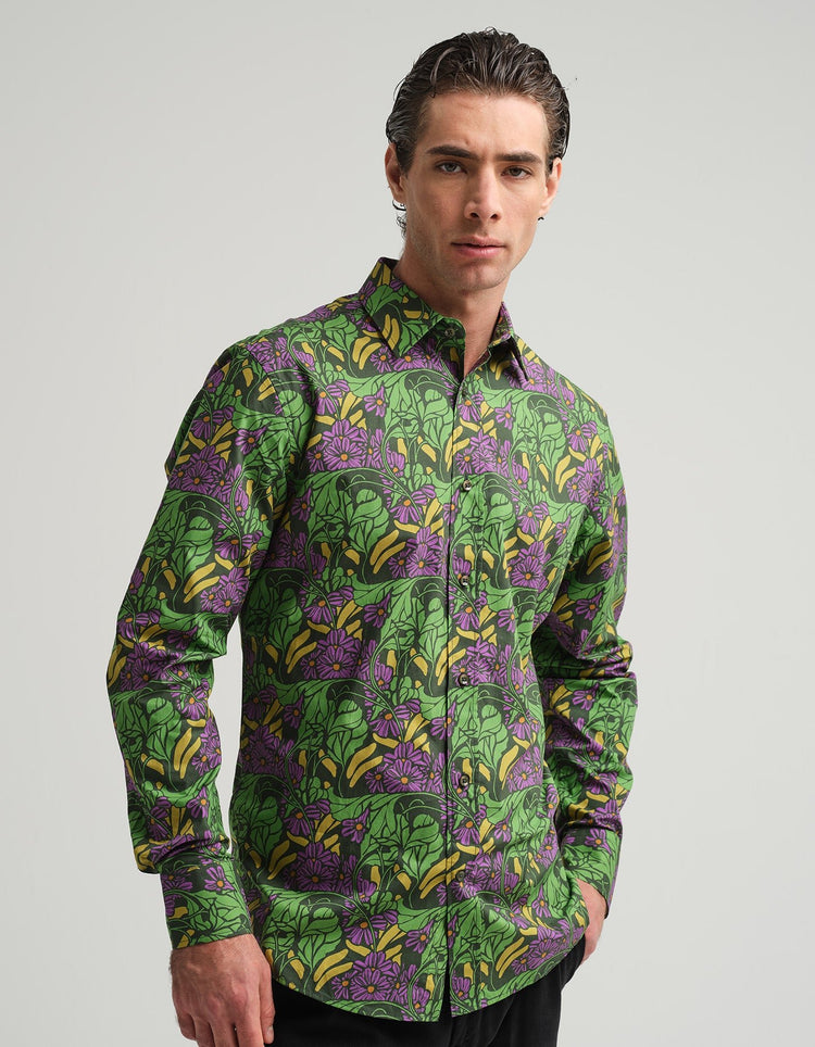 Purple & Green Garden Shirt - Gresham Blake Online