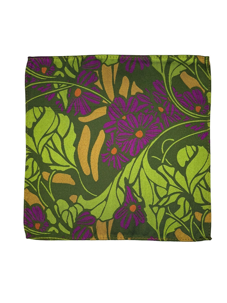 Purple & Green Garden Silk Pocket Square - Gresham Blake Online