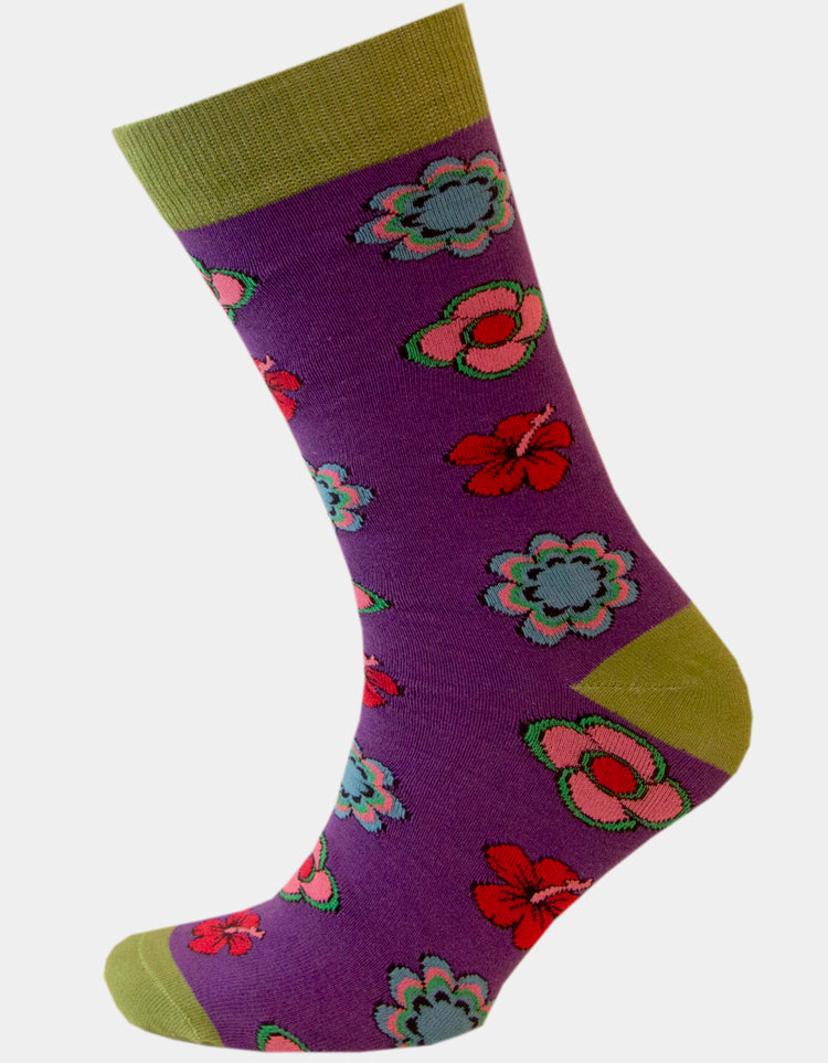 Purple Flower Sock