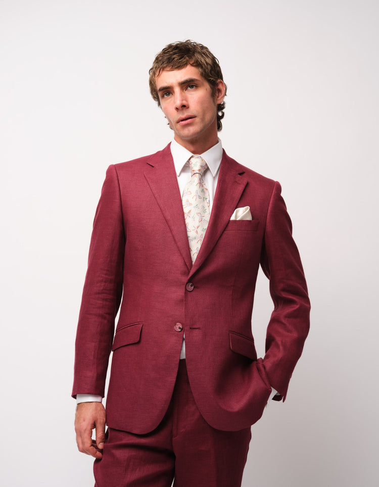 Raspberry Linen Suit - Gresham Blake Online