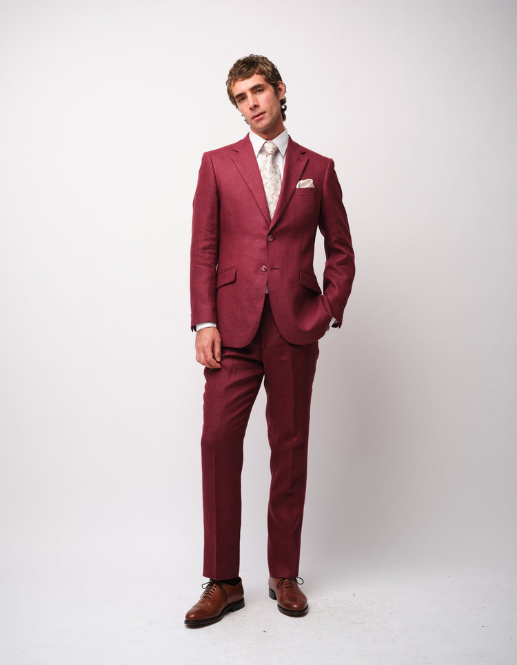 Raspberry Linen Suit - Gresham Blake Online