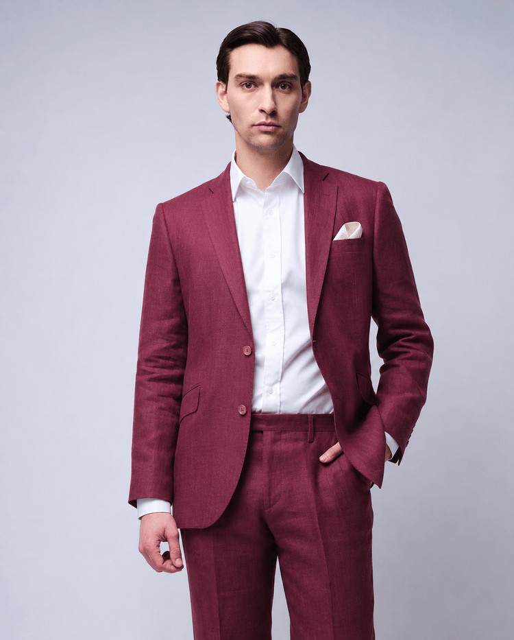 Raspberry Linen Suit - Gresham Blake Online