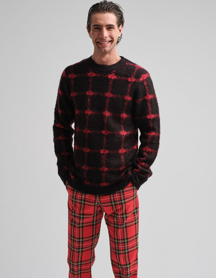 Red & Black Gradient Check Mohair Jumper - Gresham Blake Online