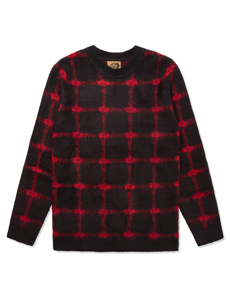 Red & Black Gradient Check Mohair Jumper - Gresham Blake Online
