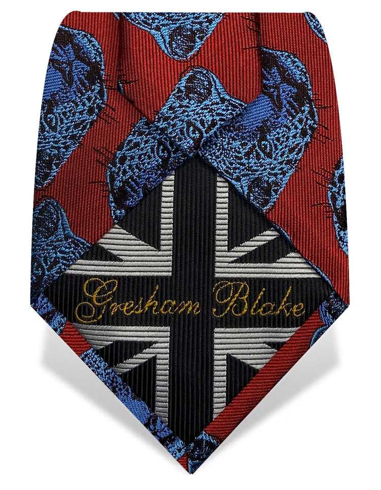 Red & Blue Leopard Tie - Gresham Blake Online