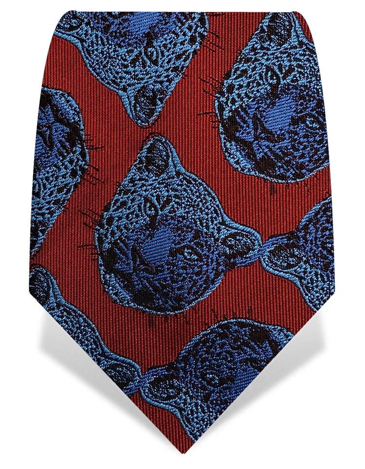 Red & Blue Leopard Tie - Gresham Blake Online