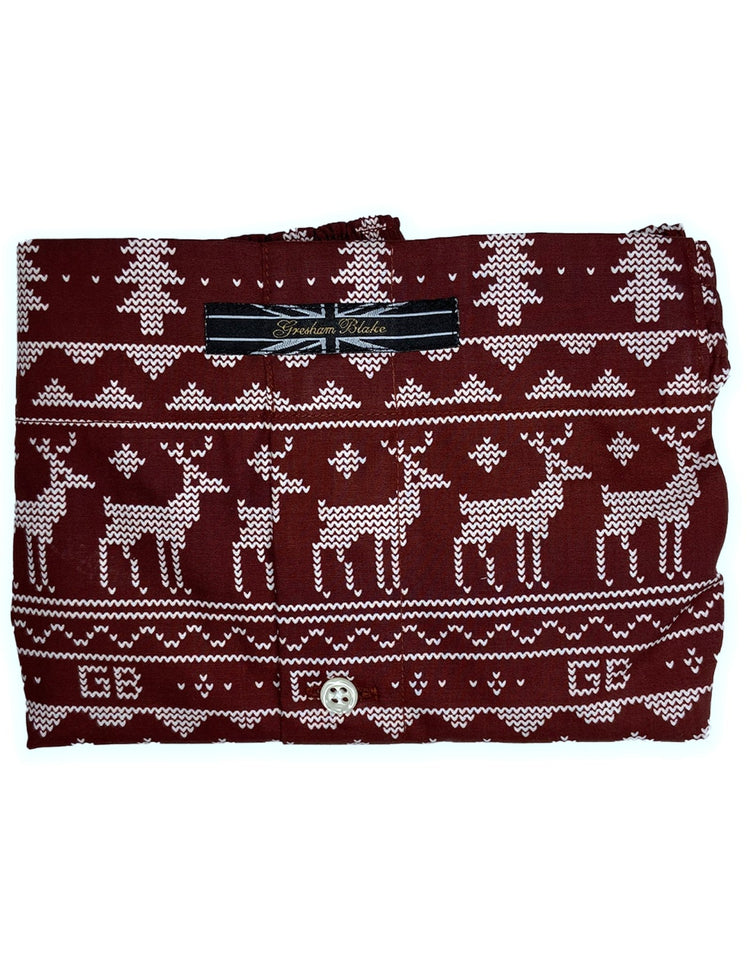 Red Christmas Knit Pattern Boxer Shorts - Gresham Blake Online