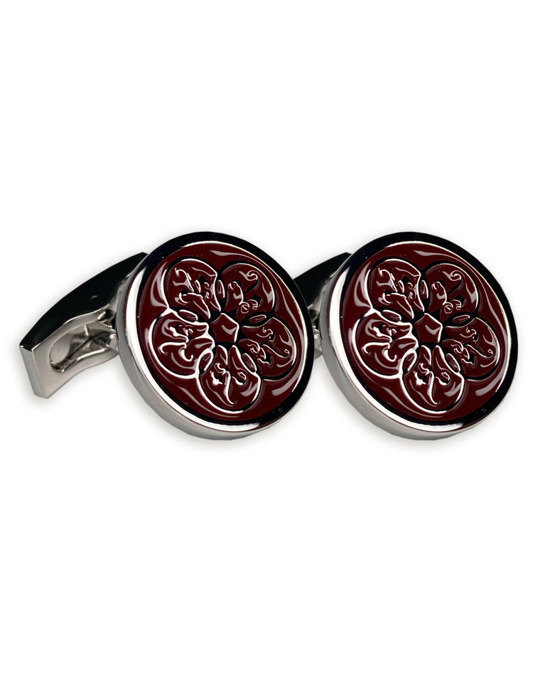 Silver Enamel Logo Cufflinks